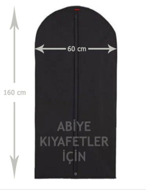 Askıcı Uzun Abiye Elbise Kılıf 3 Adet 60*160 cm  Siyah