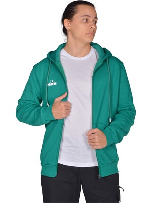 Diadora Imola - Erkek Yeşil Pamuklu Tam Fermuarlı Spor Sweatshirt - DDTAM1050049
