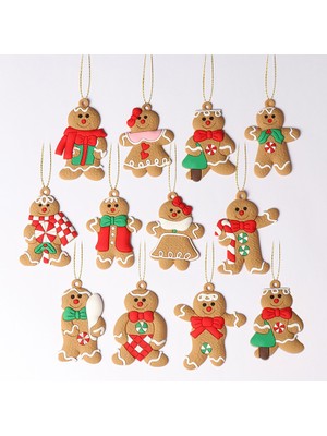 Topone Noel Ağacı Için 12 Adet Gingerbread Adam Süsler Noel Ağacı Asılı Süslemeleri Için Çeşitli Plastik Figürler Süsler (Yurt Dışından)