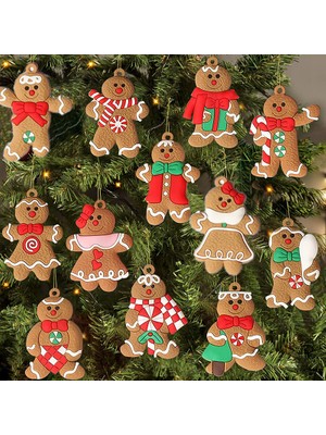 Topone Noel Ağacı Için 12 Adet Gingerbread Adam Süsler Noel Ağacı Asılı Süslemeleri Için Çeşitli Plastik Figürler Süsler (Yurt Dışından)