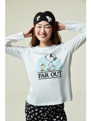 Penti Slogan Baskılı Snoopy Desenli Pijama Takımı