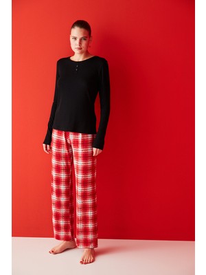 Penti Çok Renkli Ekoseli Termal Pijama Takımı