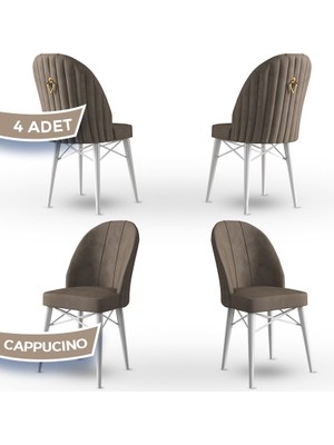 Canisa Concept Ritim Serisi, Babyface Ithal Kumaş, 4 Adet Sandalye, Beyaz Gürgen Ayak, Gold Halkalı