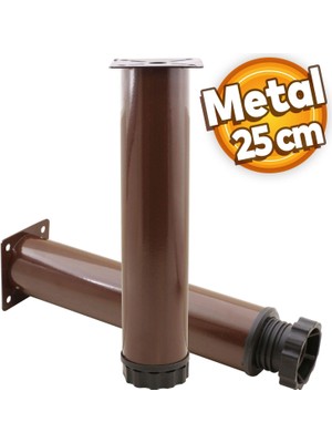Mobilya Kanepe Baza Koltuk Metal Destek Yükseltici Ayağı Ayarlanabilir Kahverengi Ayakları 25 cm