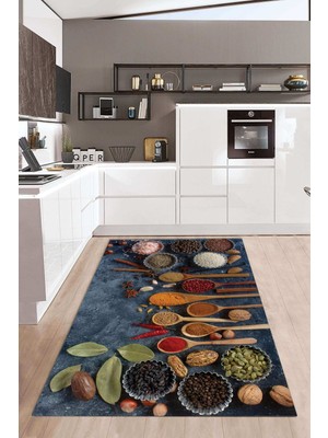 Napoli Home Dijital Baskılı Kaymaz Taban Yıkanabilir Kolay Temizlenir Mutfak Halısı NDM-HM-595