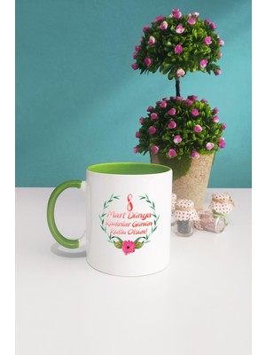 Hedizu 8 Mart Dünya Kadınlar Günü Hediyesi Kupa Bardak Yeşil