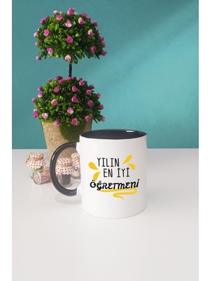 Hedizu Yılın En Iyi Öğretmeni Öğretmene Hediye Kupa Bardak Siyah