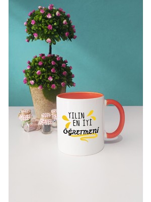 Hedizu Yılın En Iyi Öğretmeni Öğretmene Hediye Kupa Bardak Turuncu