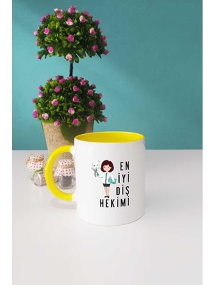 En Iyi Diş Hekimi Hediye Kupa Bardak Sarı