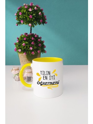 Yılın En Iyi Öğretmeni Öğretmene Hediye Kupa Bardak Sarı