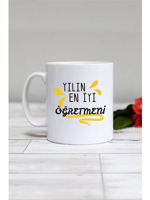 Hedizu Yılın En Iyi Öğretmeni Öğretmene Hediye Kupa Bardak Beyaz