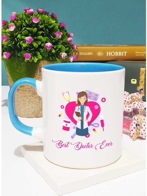 Best Doctor Ever Kadın Doktora Hediye Kupa Bardak Mavi