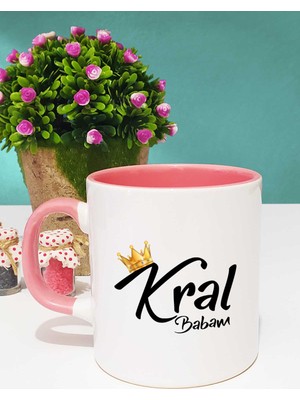 Kral Babam Babalar Günü Hediyesi Kupa Bardak Pembe