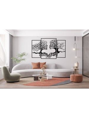 Essart Design 3 Parça Insan Silüeti Ağaç Lazer Kesim Tablo