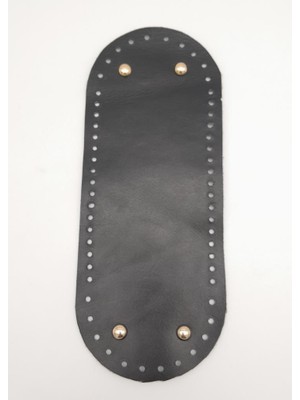 Angel Çanta Aksesuar Gerçek Deri Siyah 30X12 cm Oval Light Gold Metalli Çanta Tabanı