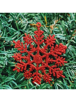 Bravo Asılabilir Yılbaşı Yeniyıl Ağacı Süsü 10CM Kar Tanesi Kırmızı Christmas Tree Ornaments Yeni Yıl Süsleri