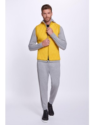 Hemington Baklava Desenli Merino Yün Sarı Activewear Triko Yelek