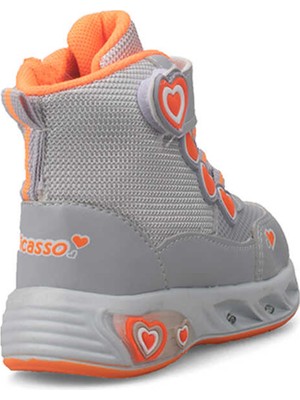 Picasso Kids 094 Deri Bebe Sneaker Bot Gri Turuncu