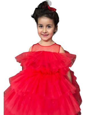 Zühre Balaban Red Crinoline Kırmızı Tütü Kız Çocuk Abiye, Özel Gün, Yılbaşı, Nedime, Christmas Dress