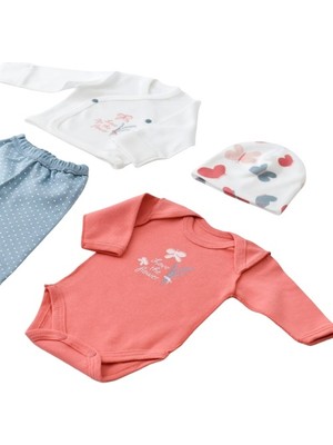 Bibaby Organik Zıbın Takımı Wild Flowers Prematüre Spring Blue