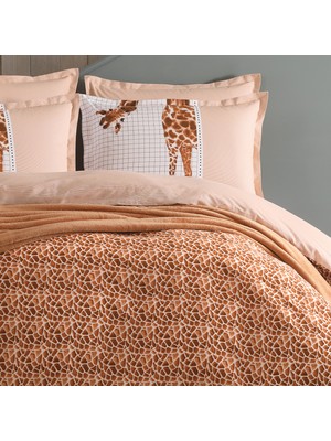Yataş Bedding Giraffe Çift Kişilik Wellsoft Battaniyeli Nevresim Takımı Seti 5 Parça - Kahverengi