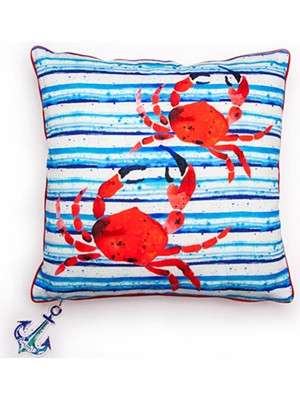 Es Dekor Anemoss Yengeç Desenli Elyaf Dolgulu Pamuklu Kare Koleksiyon Yastık 40CM