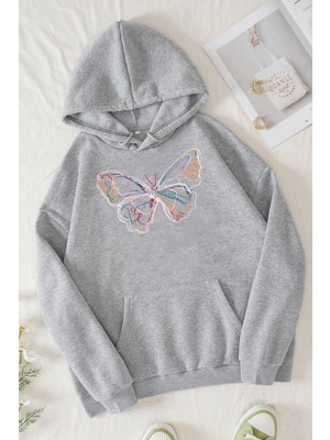 Unisex Butterfly Baskılı Sweatshirt