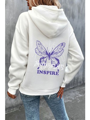 Trendypassion Unisex Butterfly & Letter Graphic Baskılı Sweatshirt