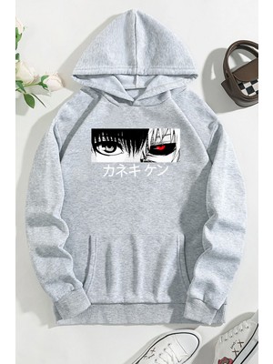 Trendypassion Unisex Ken Kaneki Baskılı Kapüşonlu Sweatshirt