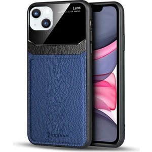 Apple iPhone 13 Mini Kılıf Zebana Lens Deri Kılıf Mavi