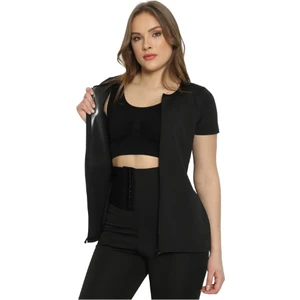 FİT1BEDEN Premium (3 Agraflı)  Sauna Tayt+Yarım Kollu Fermuarlı Sauna Body Takım