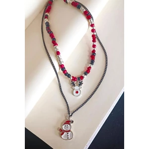 New Obsessions Yılbaşı Boncuklu Kolye Seti Geyik ve Kardanadam Figürlü 2'li Paket