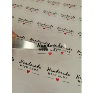 Tuğset Etiket Hand Made With Love Şeffaf Etiket 70 Adet Sticker