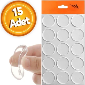 Yapışkanlı Cam Tutucu Şeffaf 22 mm 15 Li Mobilya Raf Ses Tutucu