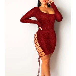 Leopar Sırttan Veyandan Capraz Bağlamalı Elbise