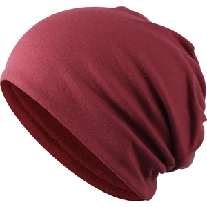 Unisex Yumuşak Pamuklu Eğimli Bol Beanie Kemo Şapka Eğimli Bordo (Yurt Dışından)