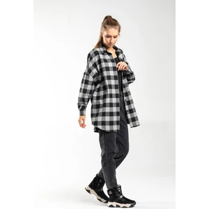 Ntrl Exclusive Kadın Oversize Tek Cepli Flanel Ekose Gömlek