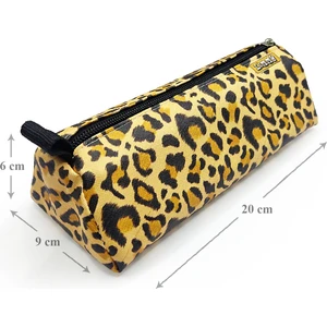 Kalem Kutusu Üçgen Leopar Desenli Kalemkutu Jumbo Vegan Deri Kalemlik