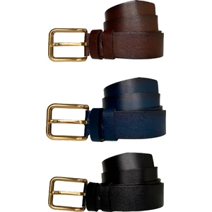 Goderi  3'lü Set 4 cm Tek Parça Kadın Kot Kemeri Siyah, Lacivert, Koyu Kahverengi