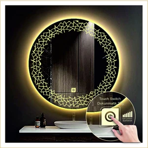 Dnr-MirrorDnr-Mirror 70 cm Günışığı Ledli Tasarım Kumlamalı Dokunmatik Tuşlu Banyo Aynası Makyaj Aynası Işıklı Ayna