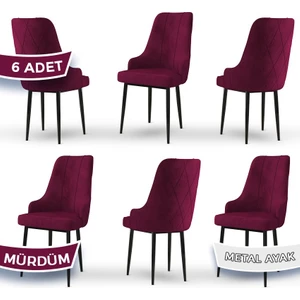 Concept Trex Serisi   Babyface Kumaş Siyah Metal Ayak 6 Adet Sandalye