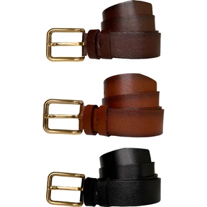 Goderi  3'lü Set 4 cm Tek Parça Kadın Kot Kemeri Siyah, Koyu Kahverengi, Kızıl Taba