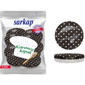 Hijyenik Paketli 10 Adet Kavanoz Kapağı - Siyah Kalpli - 82mm