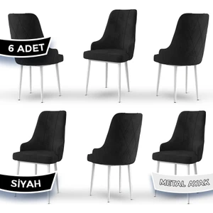 Concept Trex Serisi   Babyface Kumaş  Beyaz Metal Ayak 6 Adet Sandalye