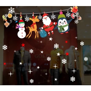 Eğlence Marketi Yılbaşı Cam Sticker Statik Çekim Özellikli Noel Baba Figürler PP24