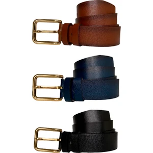 Goderi  Hakiki Deri 3'lü Set 4 cm Tek Parça Kadın Kot Kemeri Siyah, Lacivert, Kızıl Taba