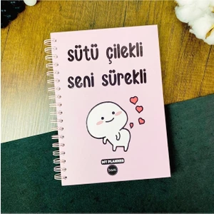 Hediye Ofisi Sütü Çilekli Seni Sürekli Konuşan Ajanda-Akademik Ajanda Planlayıcı
