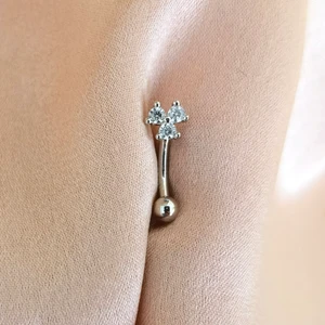 Cerrahi Çelik Üç Taşlı Muz Piercing