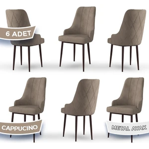 Concept Trex Serisi   Babyface Kumaş Kahve Metal Ayak 6 Adet Sandalye