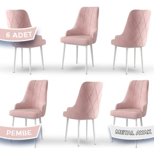 Concept Trex Serisi   Babyface Kumaş  Beyaz Metal Ayak 6 Adet Sandalye